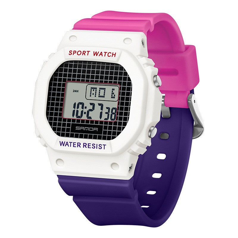 Montre électronique carrée Créativité colorée pour les étudiants masculins et féminins