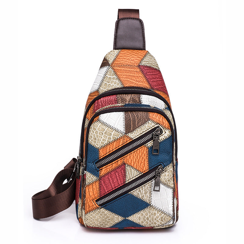 Bloc de couleur Grande capacité PU Soft cuir Textured Crossbody Sac