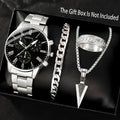 Hommes Quartz bracelet de collier de montre et bague 4 pièces