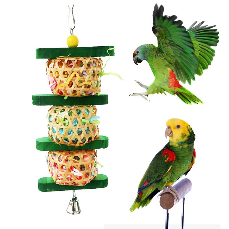 Produits pour perroquet Jouet d'oiseau Rattan Papier tissé Poussettes en bois de soie