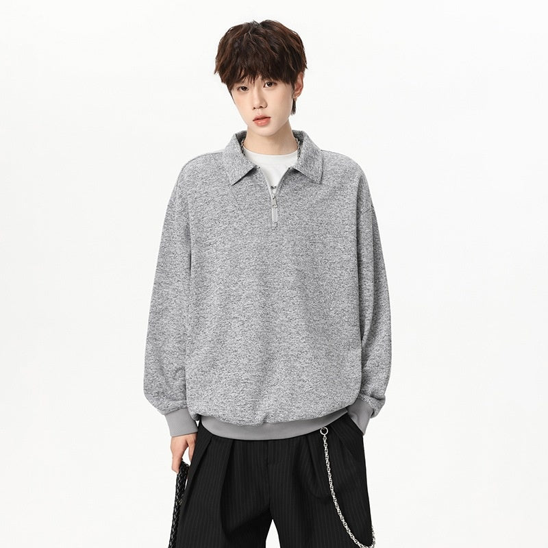 Homme Texturé demi-zip pull à capuche parfait pour l'automne