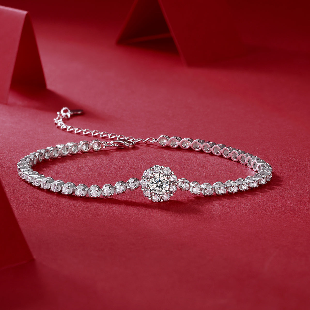 S925 Bracelet de tennis en argent 7.4g Moissanite
