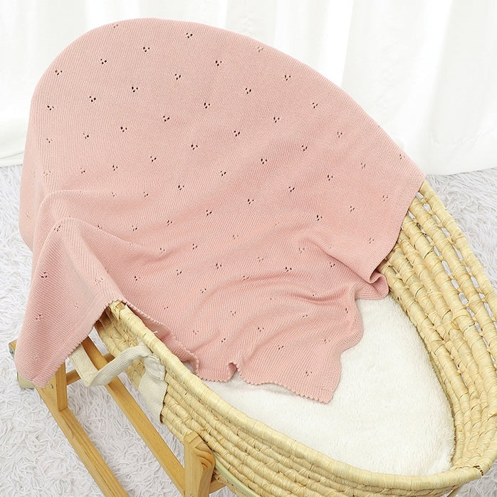 Bébé Garçons et Filles' tricoté Solid Couleur Hollow-out Dot Quilt Quilt