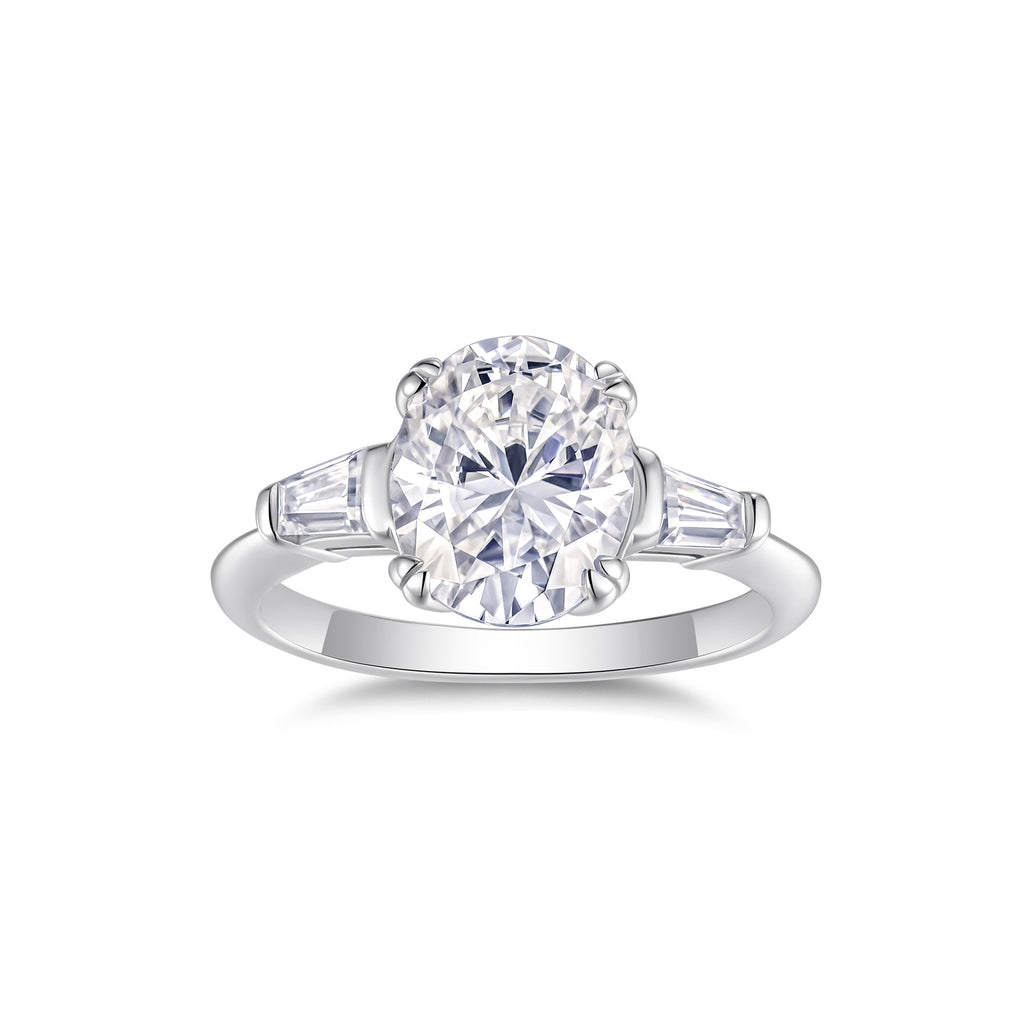 925 Anneau en Argent Sterling avec 3 Carat Ovale Moissanite Stone Élégante Bande de Mariage Femmes L