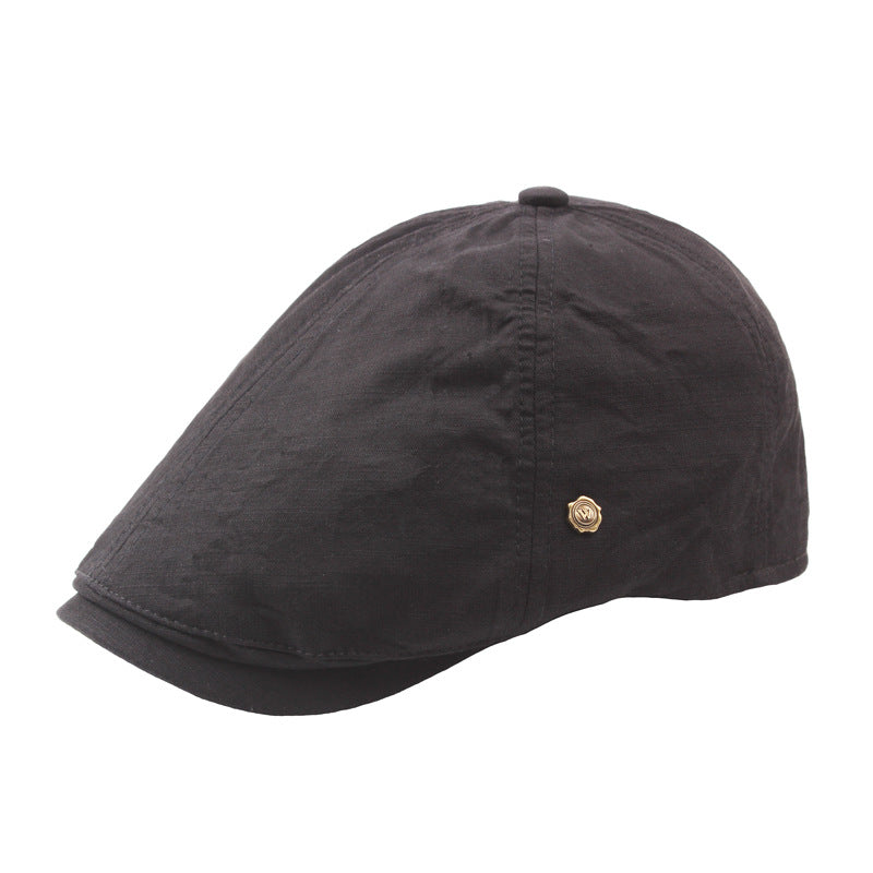 Plaid hommes plat Cap Retro W Bouton de cuivre Beret