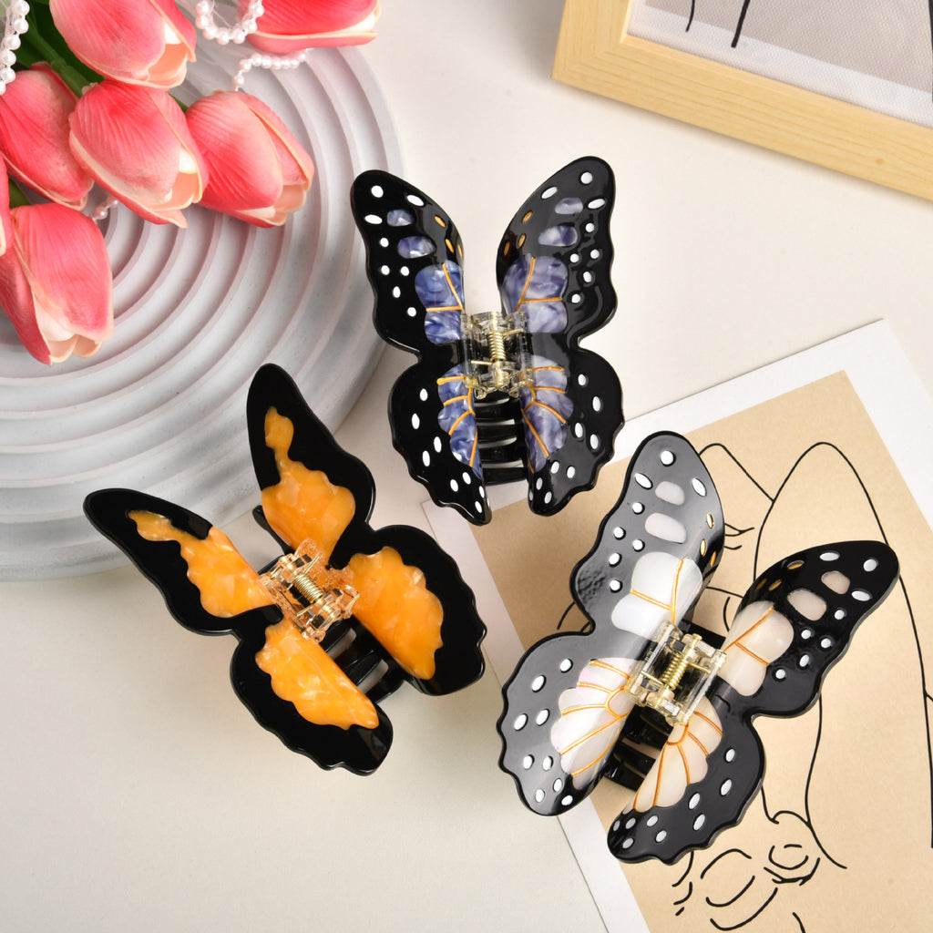 Acétate Butterfly Grip Large Sweet Hair Clip Back Spoon Updo Shark Claw