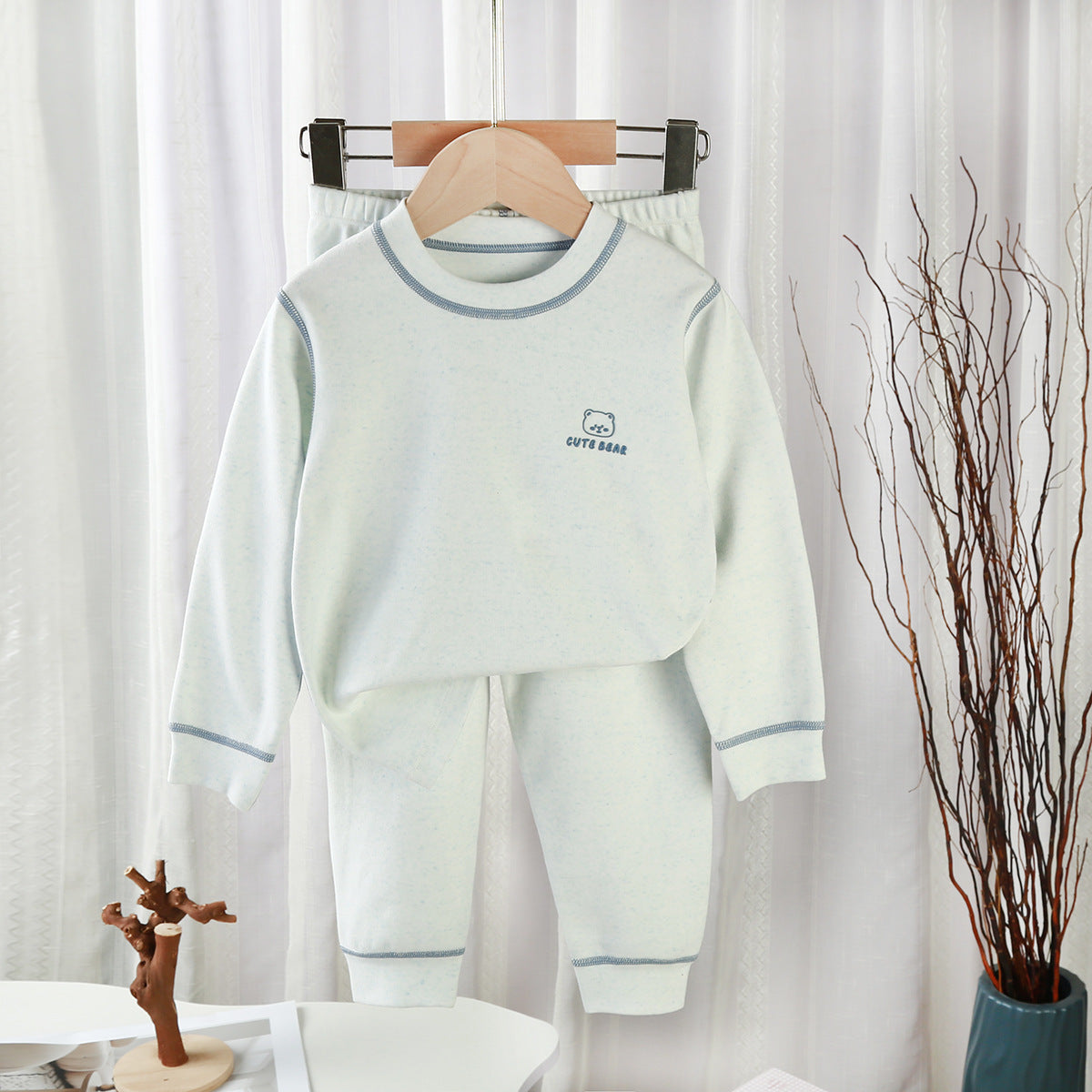 Vêtements et pantalons d'automne en coton pour hommes Femmes et bébés Cou rond Sous-vêtements thermiques