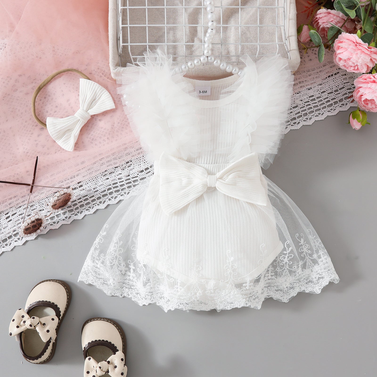 Triangle siamois Sweet Bow Bande de cheveux sans manches Leotard