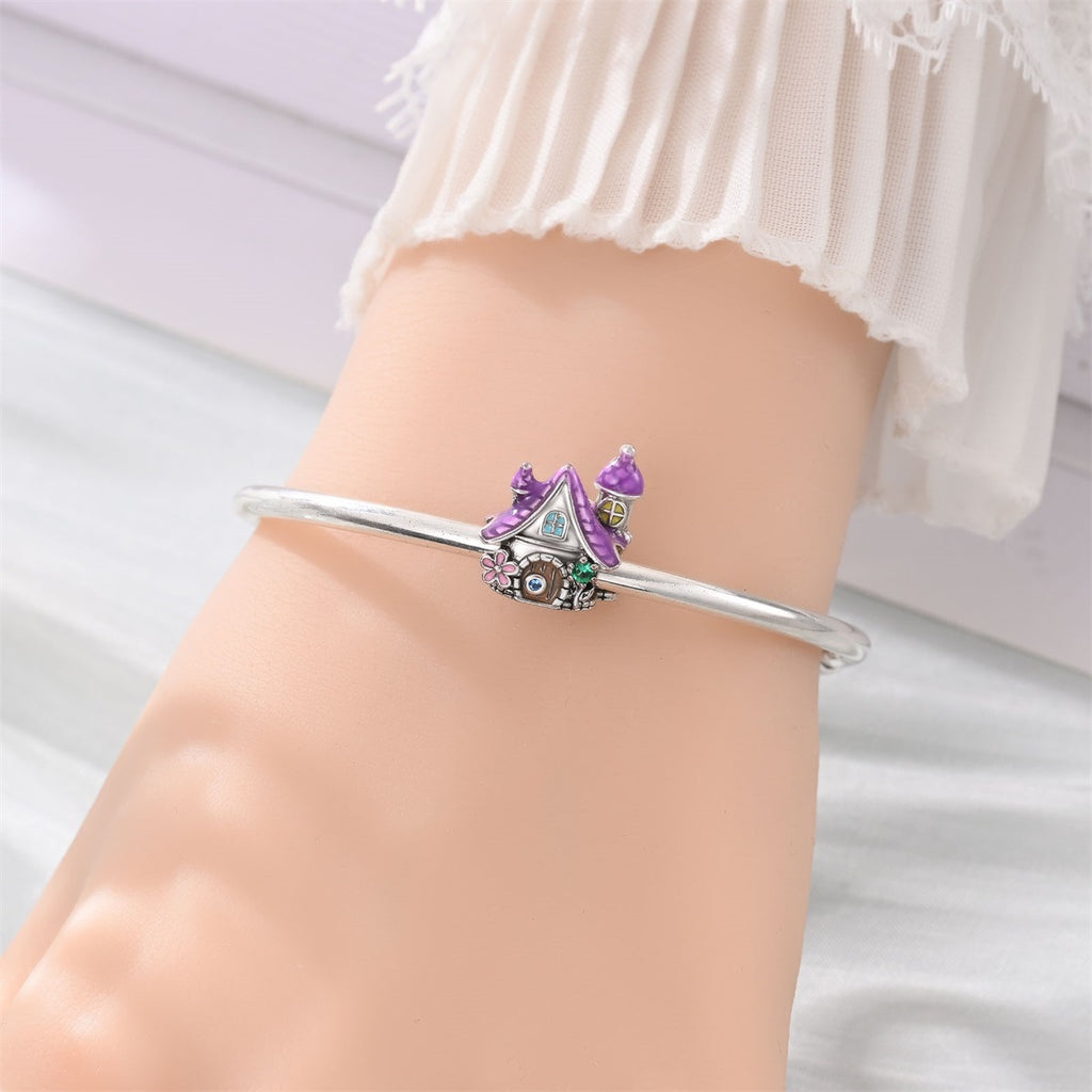 Bracelet de bricolage en cuivre plaqué argent perlé et pendentif