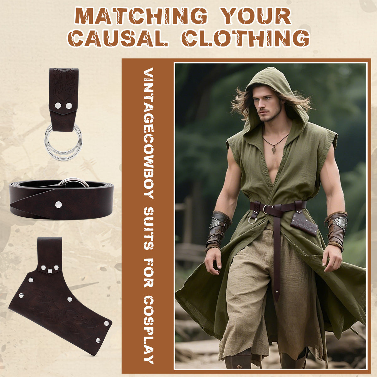Chevalier médiéval PU Ceinture COSPLAY Props Hommes