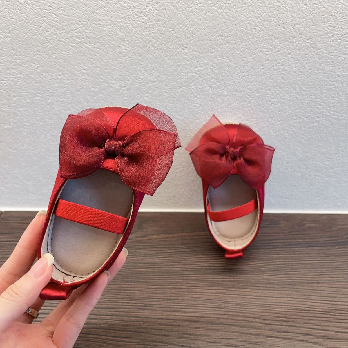 Princess Toddler Soft Bottom Pumps Bow Velcro Chaussures de petit tissu