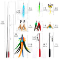 2PCS Retractable Cat Teaser Wands & 9PCS Feather Recharges Jeu de jouets Tige télescopique double taille