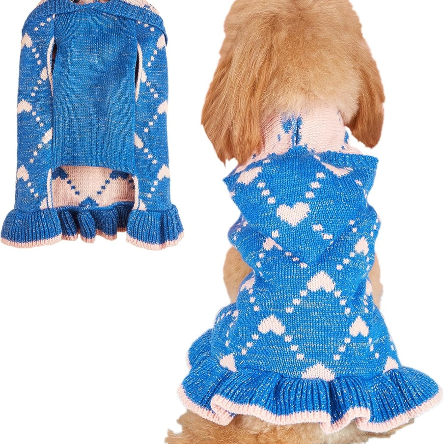 Petit chien sweater Hoodies Robe Hiver tricot mignon vêtements coeur Puppy vêtements