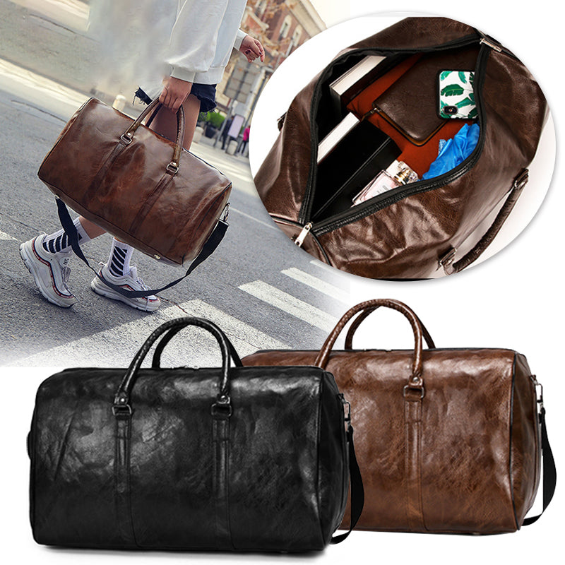 Hommes PU cuir Duffle Gym Bag Week-end Bagage Voyage Sac à main occasionnel Holdall