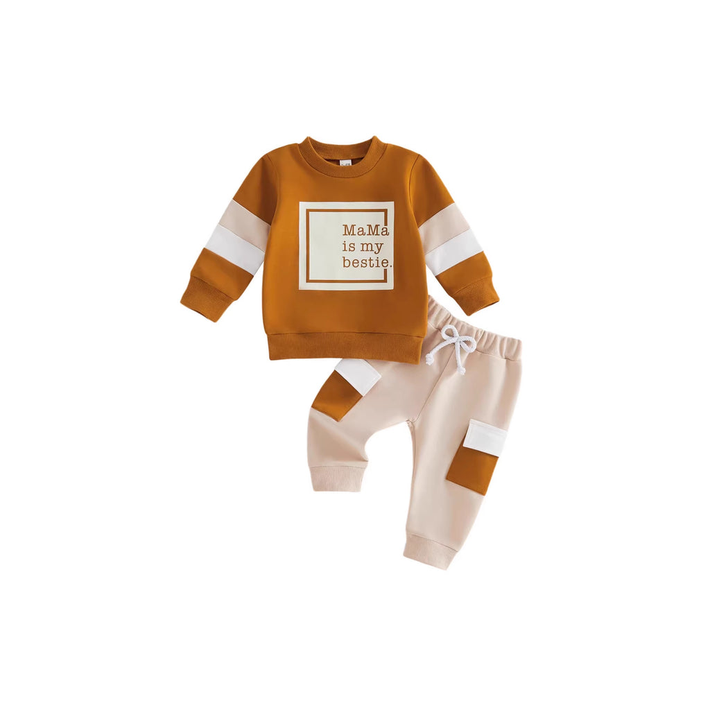 Letter-print pour enfants Top et Pantalons à manches longues