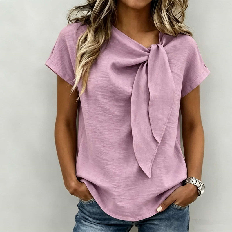 T-shirt de mode à manches courtes en coton à manches courtes pour les femmes du printemps et de l'été