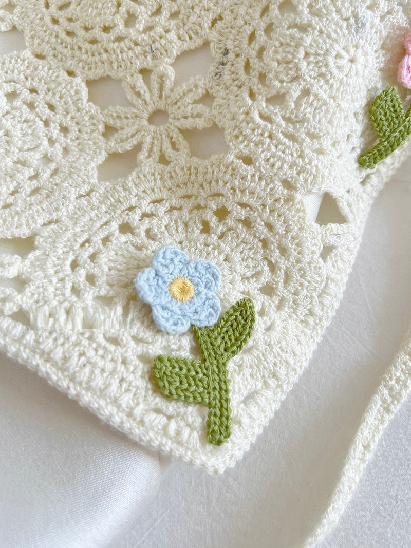 French Style Triangular Binder Retro Knitted Headband Headdress Photo