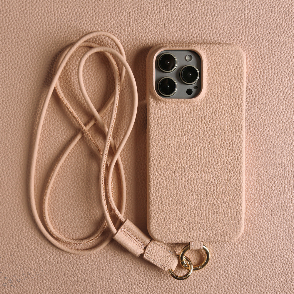 Boîtier de téléphone en couleur solide avec un lanyard haut de gamme