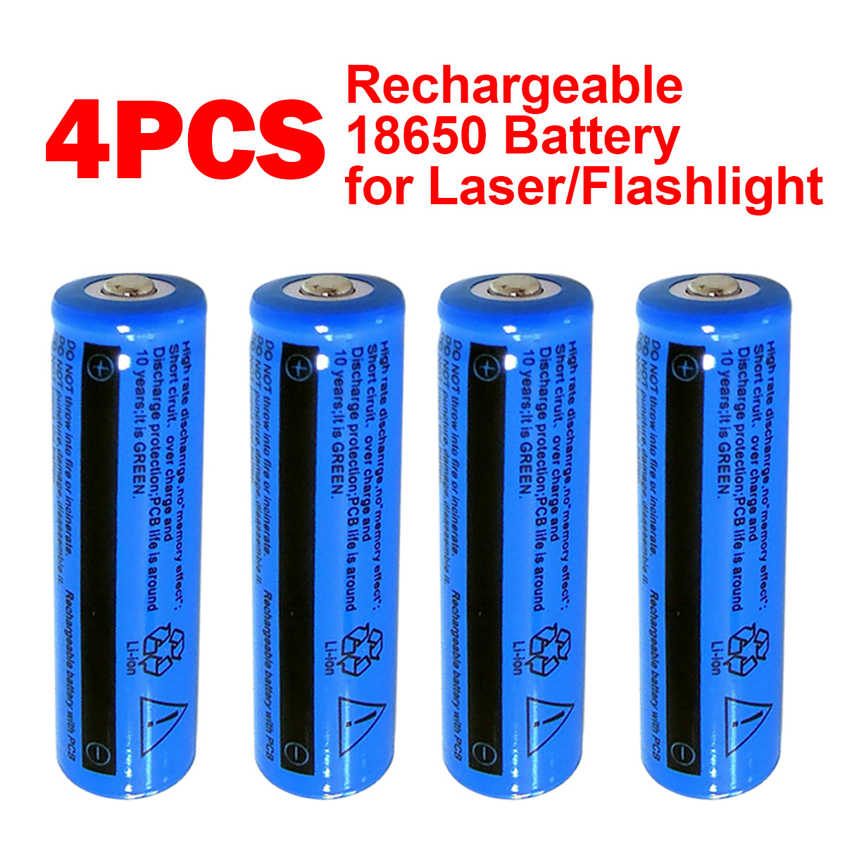 Batterie 4Pcs 3.7V Li-ion rechargeable 3000mAh 18650 Batteries pour lampe de poche de torche