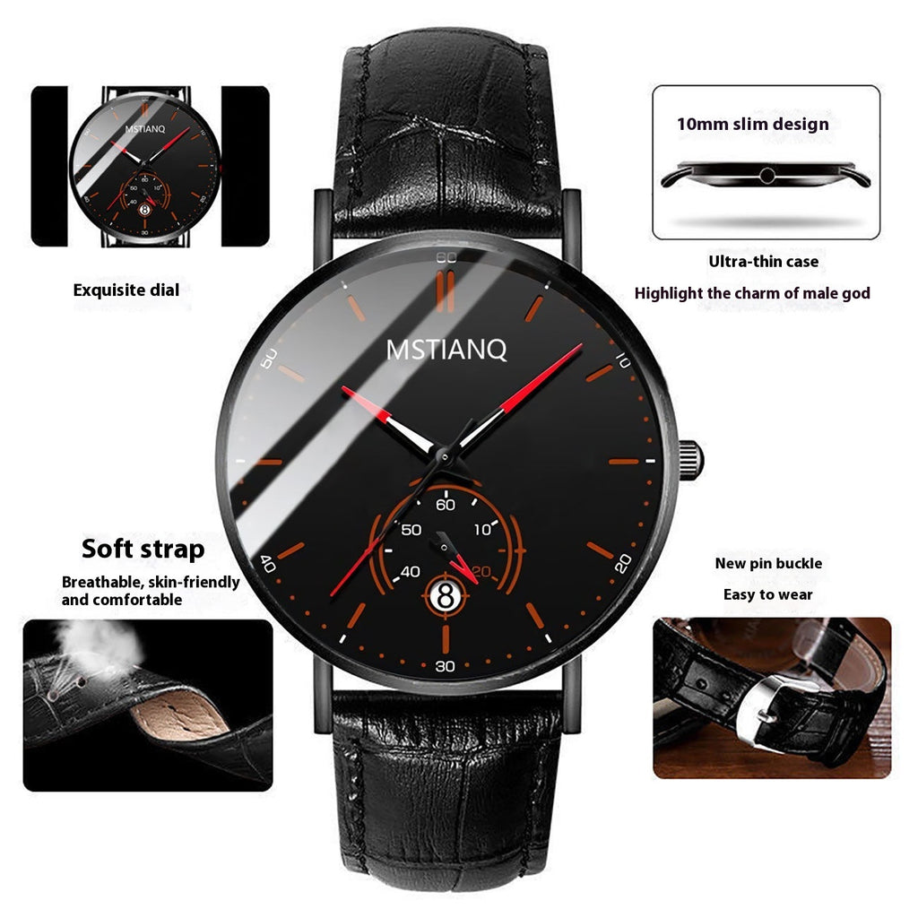 Trade Watch Stylish Black Technology Ceinture en acier raffiné calendrier casual coréen