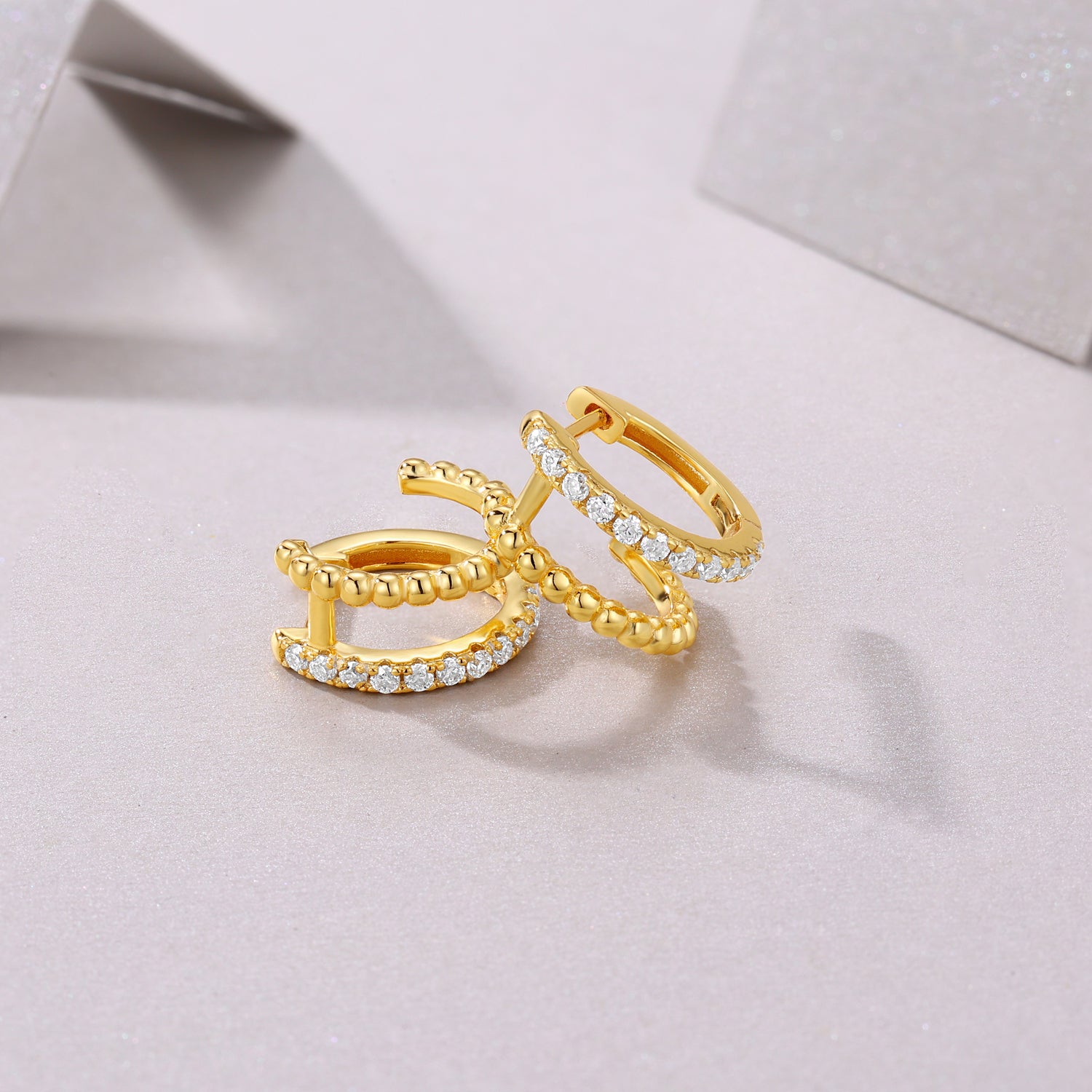 S925 Boucles d'oreilles en double boucle en argent sterling