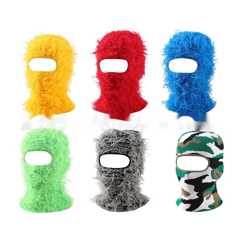 Colorful High Street Hip Hop Street Personnalité Chapeau de tricot Chapeau de masque chaud unisexe