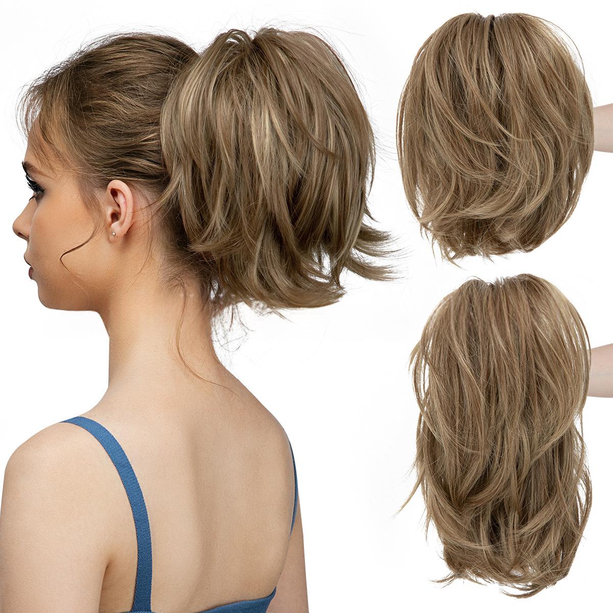 Haute température Synthétique Perruque Cheveux Clip-on Ponytail Femmes Court Style Volumineux Petit C