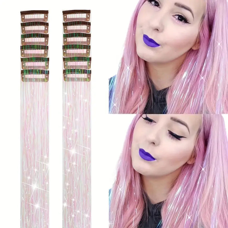 Extensions de cheveux brillants sans couture fil laser