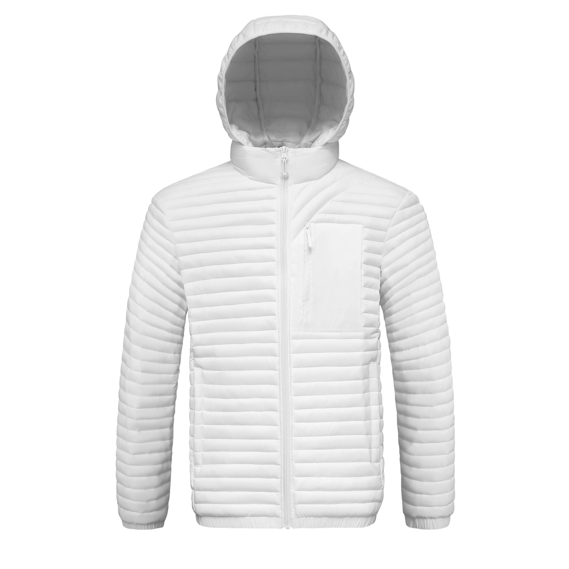 Hommes Detachable-hood Ribbed Coton rembourré Coat