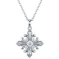 S925 Argent Sterling 0.3ct D Couleur VVS1 Moissanite Croix Pendentif Fleur Collier 40cm Plat