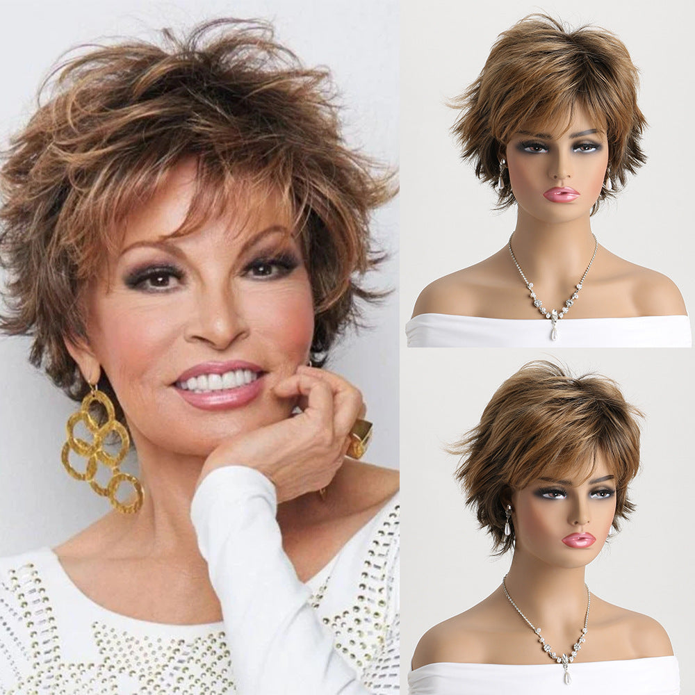 Perruque, style européen et américain, perruque ultra-réaliste courte bouclée, cheveux synthétiques T