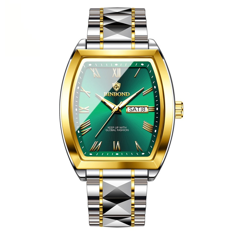 Dual Calendar pour hommes Montre à quartz lumineux