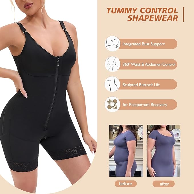 Fajas Colombianas Postpartum Full Shapewear pour femmes Tummy Control Body Shaper Lifter