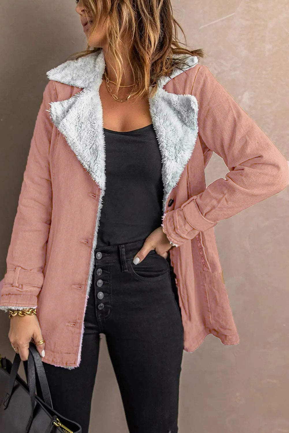 Manteau à manches longues pour femmes avec doublure en polaire