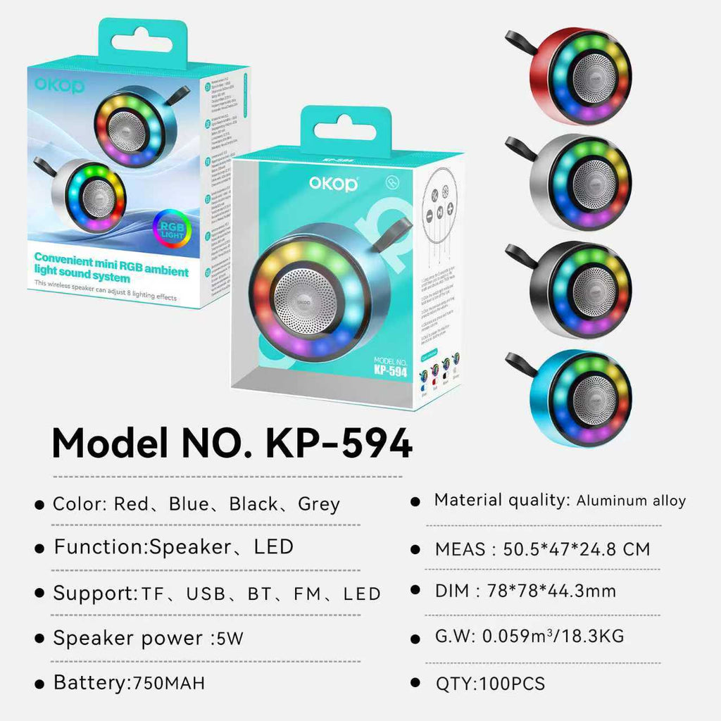 KP-594 Mini haut-parleur Bluetooth sans fil en métal sans fil Portable Outdoor-Ready Carte TF S
