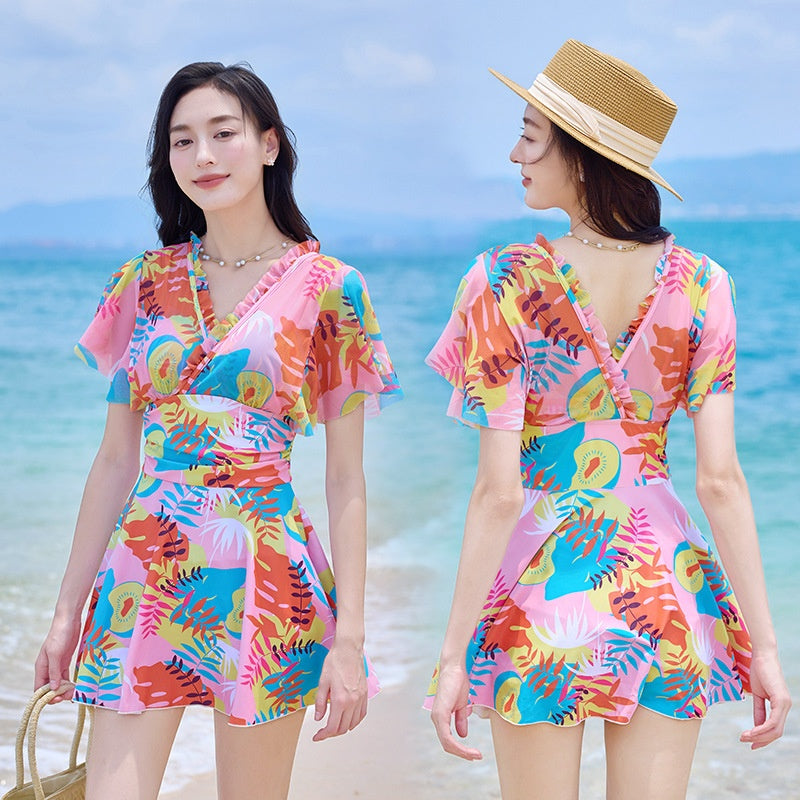 Maillot de bain Printemps Feuille d'érable Imprimé Une pièce Design
