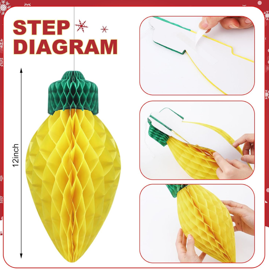 12 Pcs 12 Dans Jumbo Noël Honeycomb Décorations de soirée suspendu