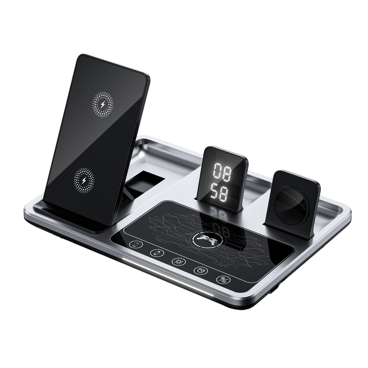 Wireless Multifunctional Foldable Fast Charging Mobile Phone Alarm Clock