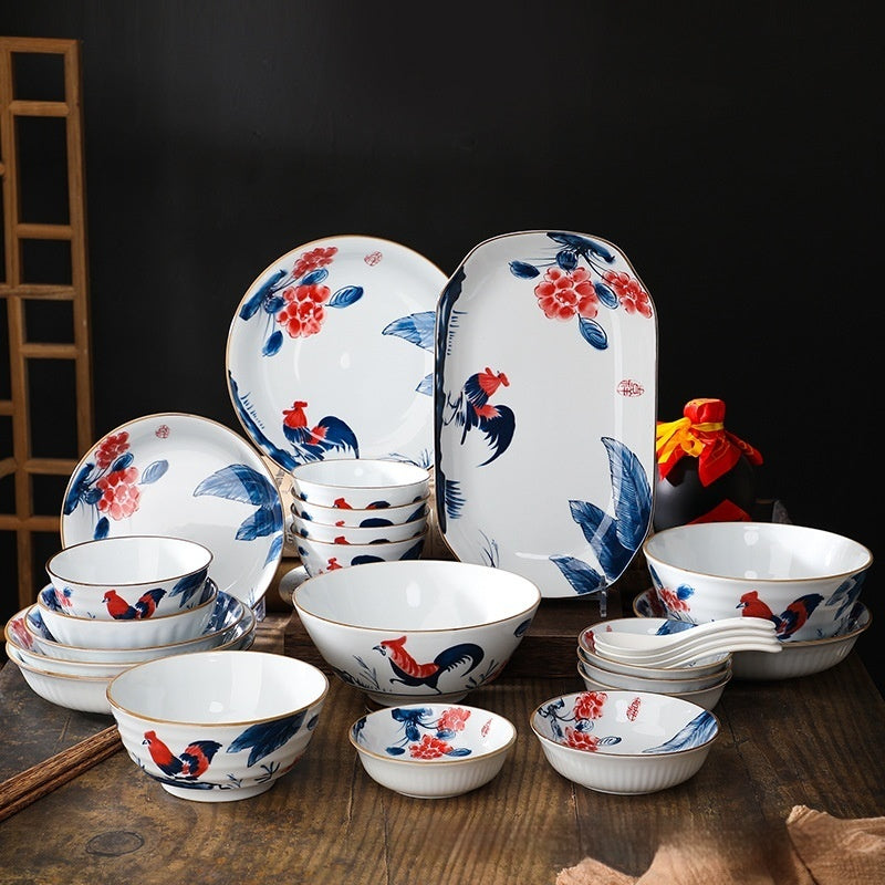 Bol à tête de poulet de porcelaine à haute température avec décoration peinte