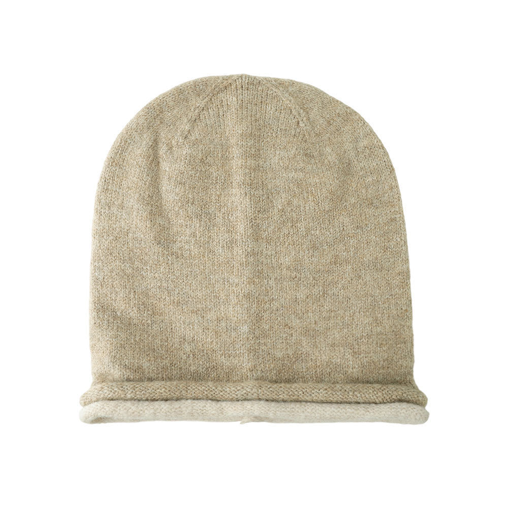 Femmes Hiver Hem à deux rangs Colorblock Cashmere Knitted Bonnet