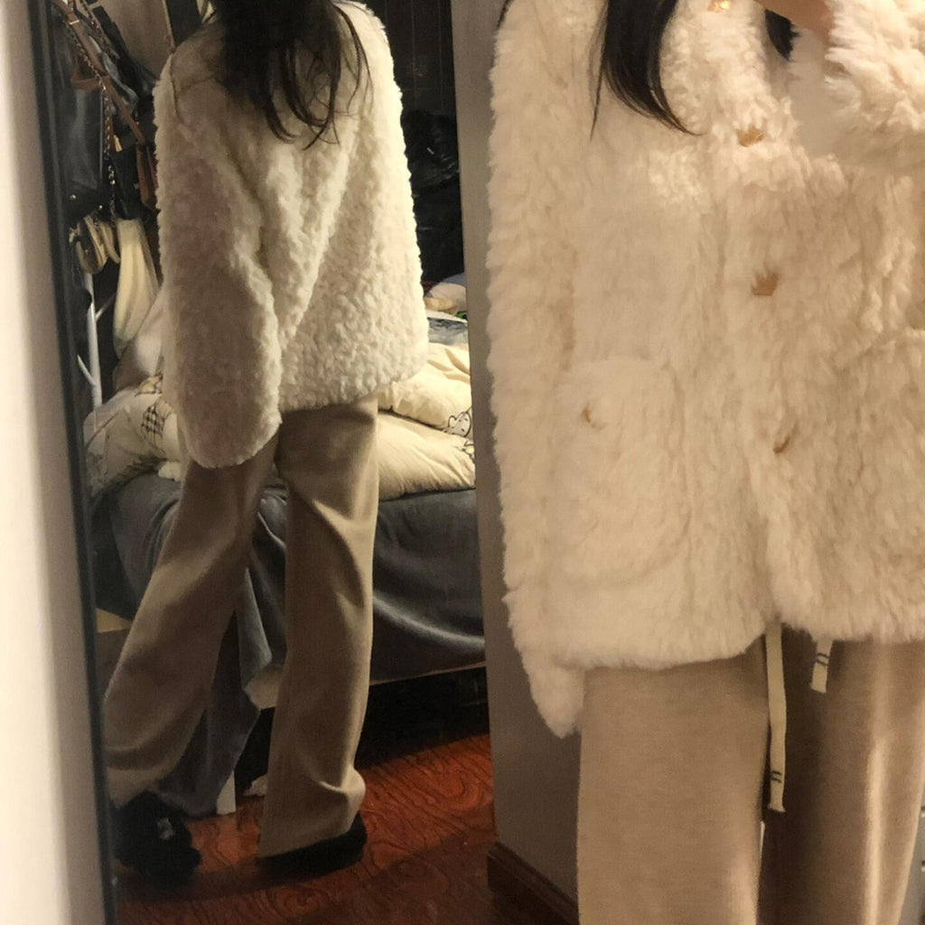 Manteau rembourré en coton épais pour femmes avec doublure en lambswool