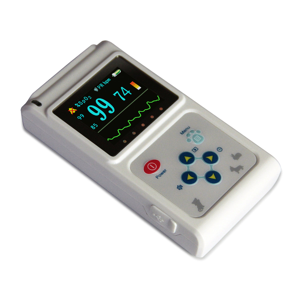 FEP Vétérinaire Oximètre pulseur SPO2 Moniteur de taux d'impulsions Tongue d'oreille Sonde PC SW