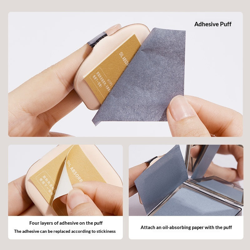 Feuilles portables absorbant l'huile avec puff en poudre intégré et Mirrorperfect pour peau huileuse