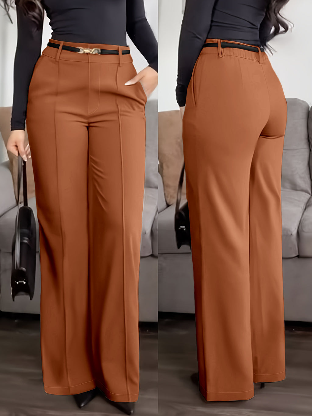 Pantalons à fermeture éclair de couleur solide avec poches