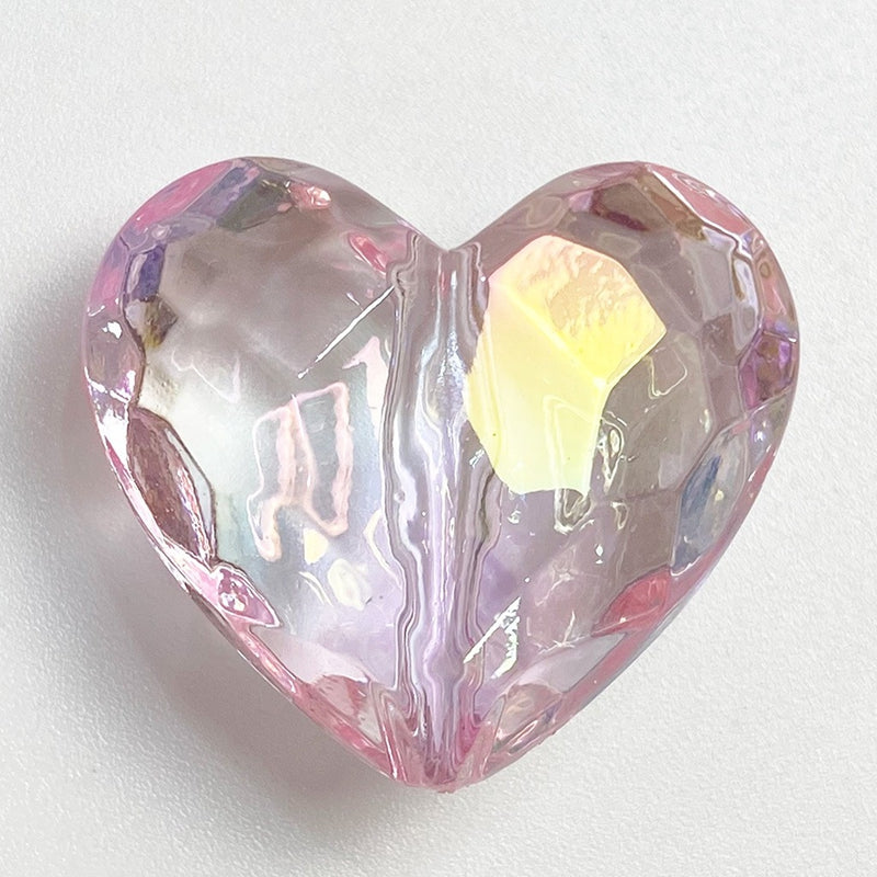 Perles de coeur en acrylique UV facettées
