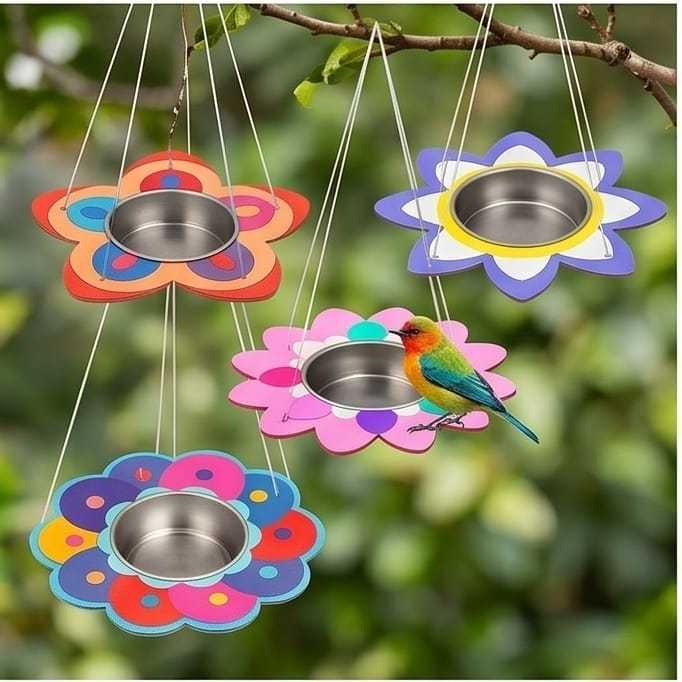 Ensemble de distributeur d'aliments pour animaux de compagnie avec bols et brosses en acier inoxydable – 4 bols pour les animaux de compagnie