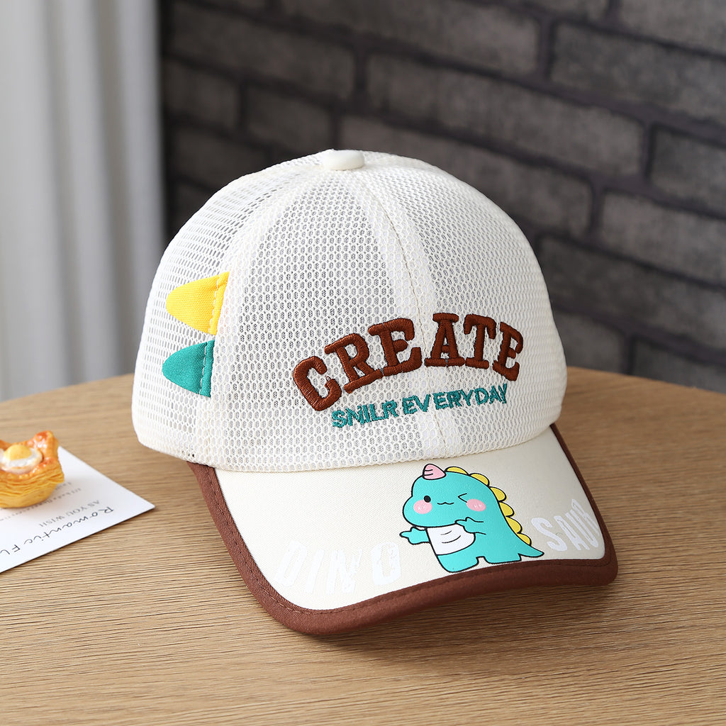 Été Imprimé vert Dinosaure Boys' and Girls' Baseball Cap avec des lettres brodées Et F