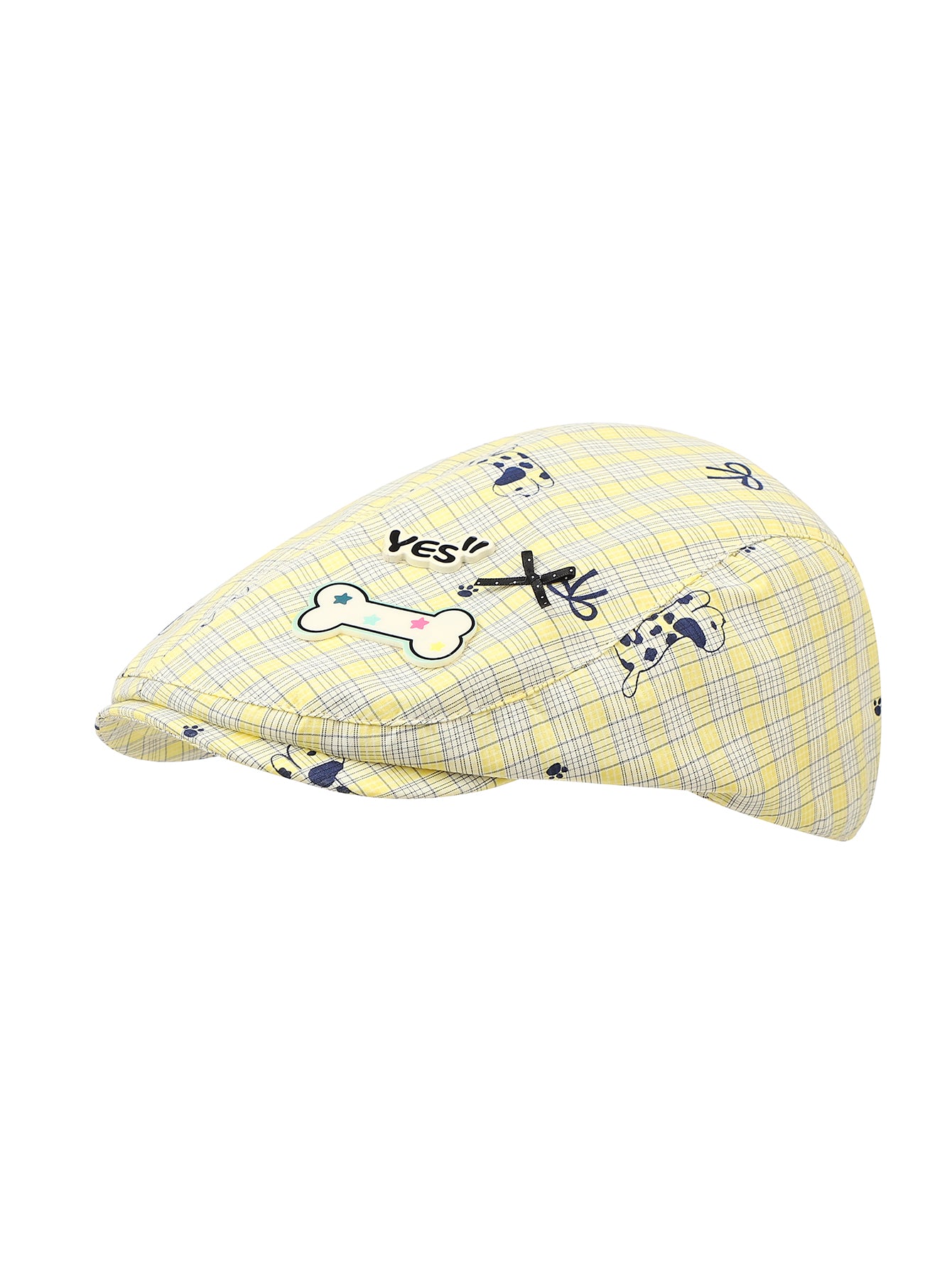 Casquette en avant à carreaux jaunes, style coréen