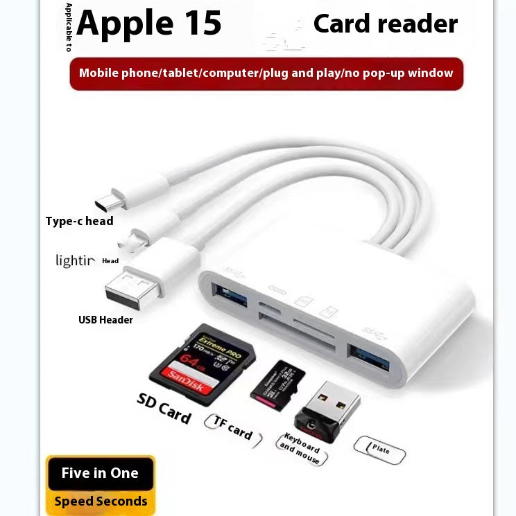 Type-c Mobile Phone Tablet SDTF Caméra lecteur de carte mémoire USBOTG Adaptateur câble