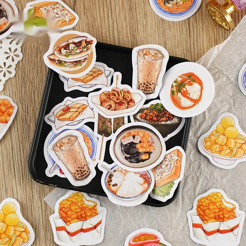 Stickers Box-packed Marché de nuit Snacks Adhésif Etiquette Peintre Compte Diy Sceau décoratif